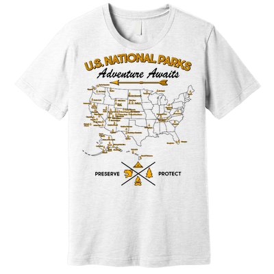 US National Parks Map Adventure Awaits Premium T-Shirt