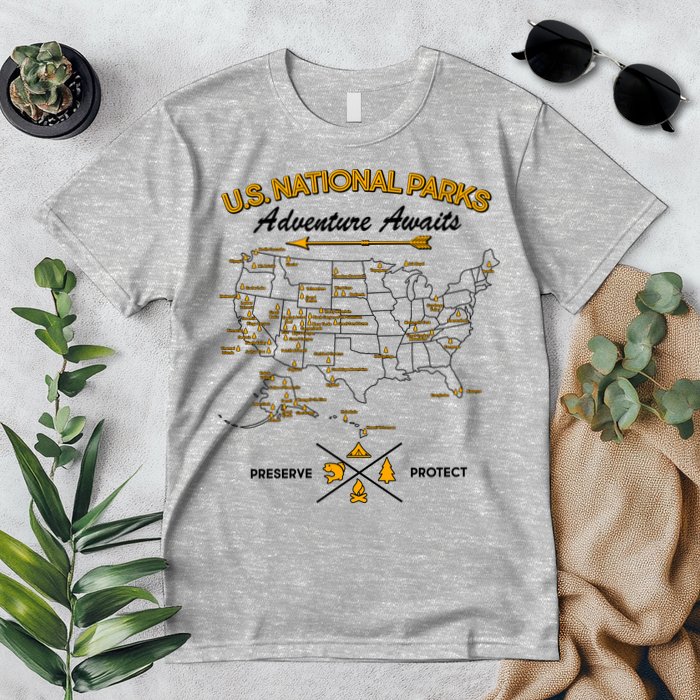 US National Parks Map Adventure Awaits Premium T-Shirt