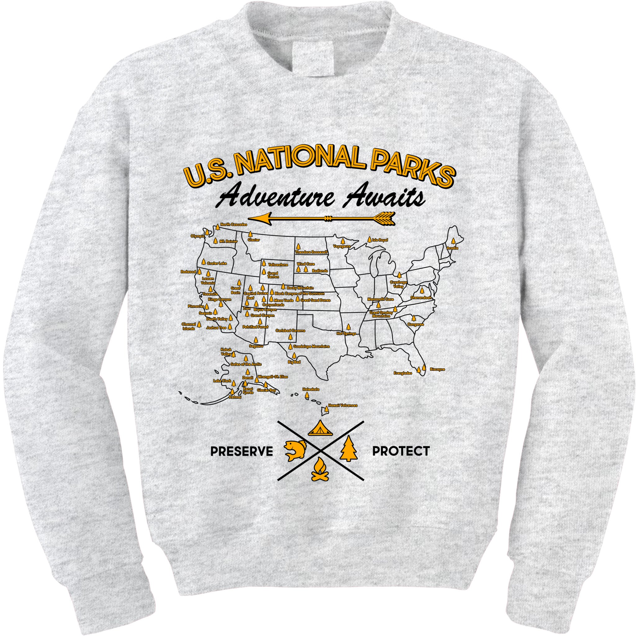 US National Parks Map Adventure Awaits Kids Sweatshirt