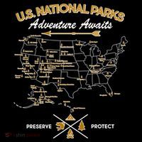US National Parks Map Adventure Awaits Button
