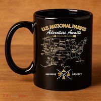 US National Parks Map Adventure Awaits 11oz C Handle Ceramic Mug