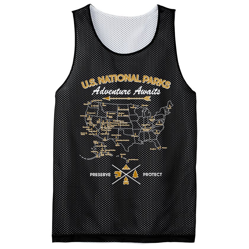 US National Parks Map Adventure Awaits Mesh Reversible Basketball Jersey Tank