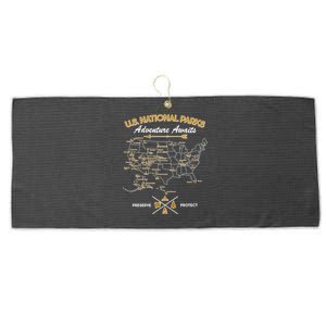 US National Parks Map Adventure Awaits Large Microfiber Waffle Golf Towel