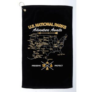 US National Parks Map Adventure Awaits Platinum Collection Golf Towel