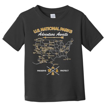 US National Parks Map Adventure Awaits Toddler T-Shirt