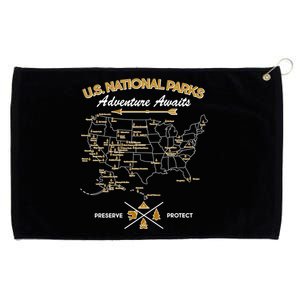 US National Parks Map Adventure Awaits Grommeted Golf Towel