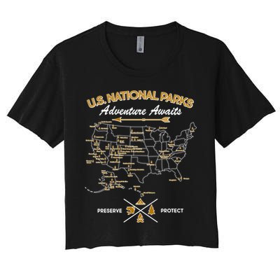 US National Parks Map Adventure Awaits Crop Top