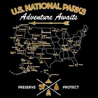 US National Parks Map Adventure Awaits Kids T-Shirt