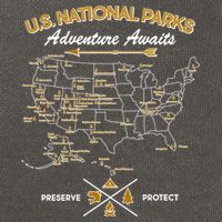 US National Parks Map Adventure Awaits Cotton Canvas Backpack