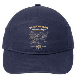 US National Parks Map Adventure Awaits 7-Panel Snapback Hat