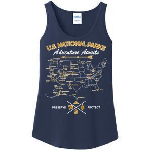 US National Parks Map Adventure Awaits Ladies Essential Tank