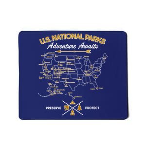 US National Parks Map Adventure Awaits Mousepad