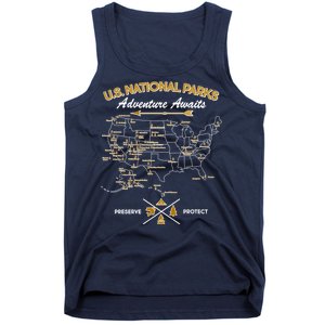 US National Parks Map Adventure Awaits Tank Top