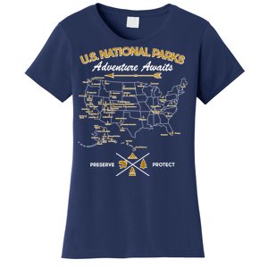 US National Parks Map Adventure Awaits Women's T-Shirt