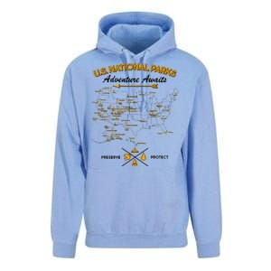 US National Parks Map Adventure Awaits Unisex Surf Hoodie