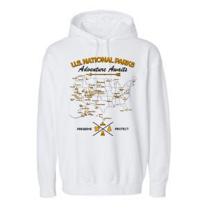 US National Parks Map Adventure Awaits Garment-Dyed Fleece Hoodie