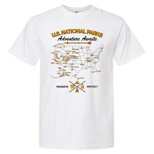 US National Parks Map Adventure Awaits Garment-Dyed Heavyweight T-Shirt