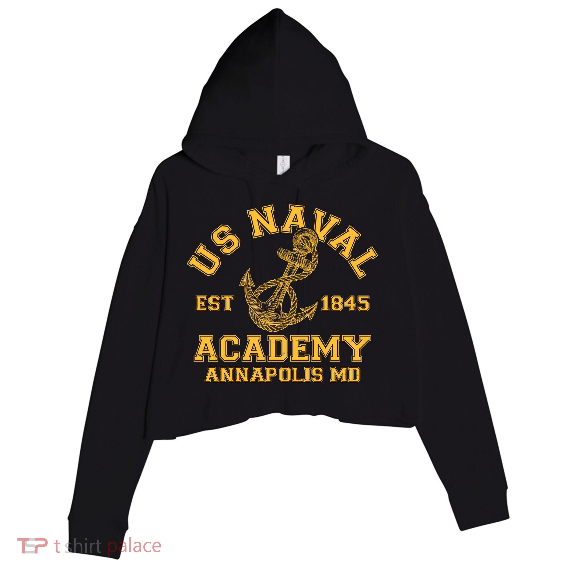 US NAVAL Est 1845 Academy Annapolis MD Crop Fleece Hoodie