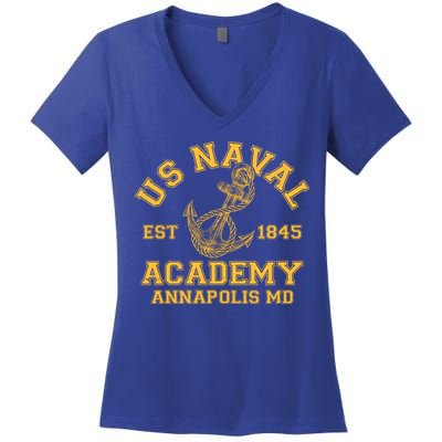 US NAVAL Est 1845 Academy Annapolis MD Women's V-Neck T-Shirt