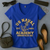 US NAVAL Est 1845 Academy Annapolis MD Women's V-Neck T-Shirt