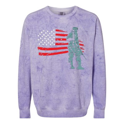 US Soldier American Flag Colorblast Crewneck Sweatshirt