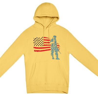 US Soldier American Flag Premium Pullover Hoodie