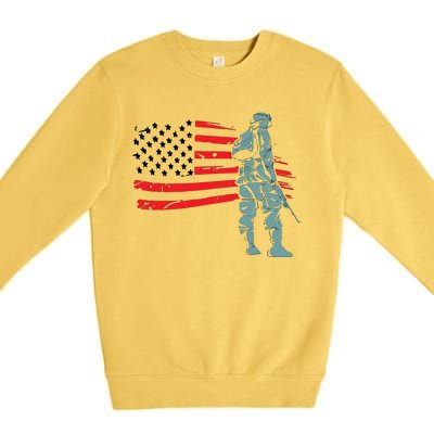 US Soldier American Flag Premium Crewneck Sweatshirt