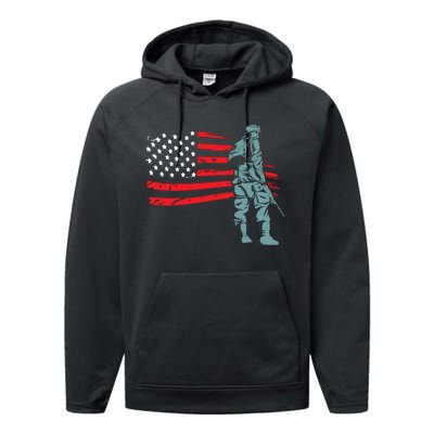 US Soldier American Flag Performance Fleece Hoodie