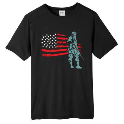 US Soldier American Flag Tall Fusion ChromaSoft Performance T-Shirt