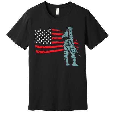 US Soldier American Flag Premium T-Shirt