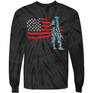 US Soldier American Flag Tie-Dye Long Sleeve Shirt