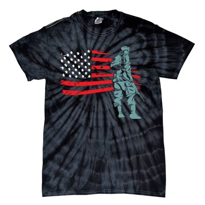 US Soldier American Flag Tie-Dye T-Shirt