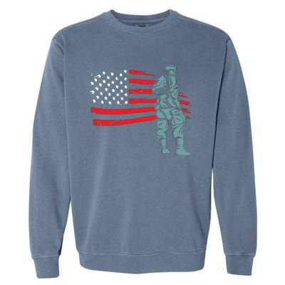 US Soldier American Flag Garment-Dyed Sweatshirt