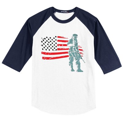 US Soldier American Flag Baseball Sleeve Shirt