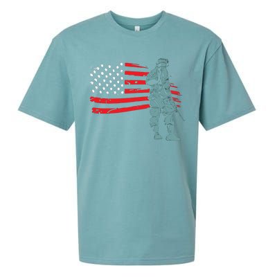 US Soldier American Flag Sueded Cloud Jersey T-Shirt