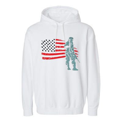 US Soldier American Flag Garment-Dyed Fleece Hoodie