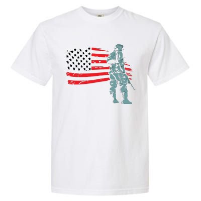 US Soldier American Flag Garment-Dyed Heavyweight T-Shirt