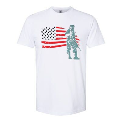 US Soldier American Flag Softstyle CVC T-Shirt