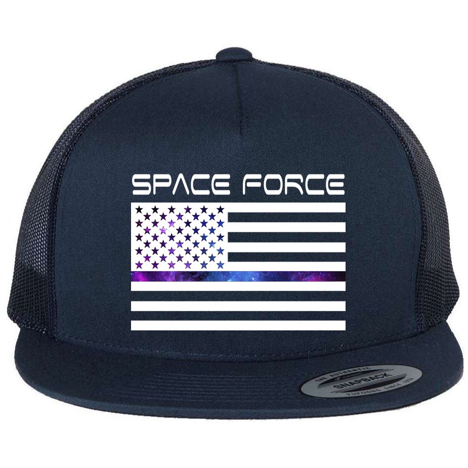 US Space Force Flag Flat Bill Trucker Hat