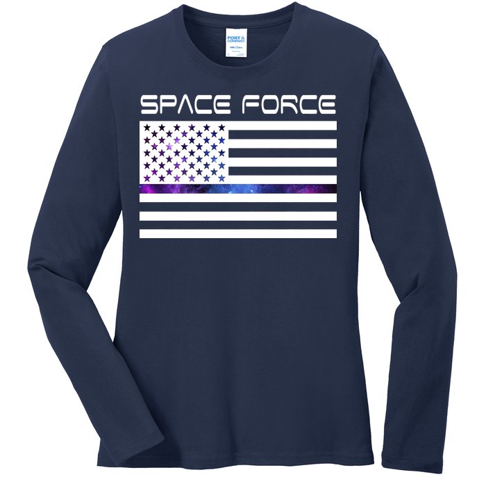 US Space Force Flag Ladies Long Sleeve Shirt