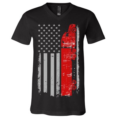 US Truck Driver USA Flag V-Neck T-Shirt