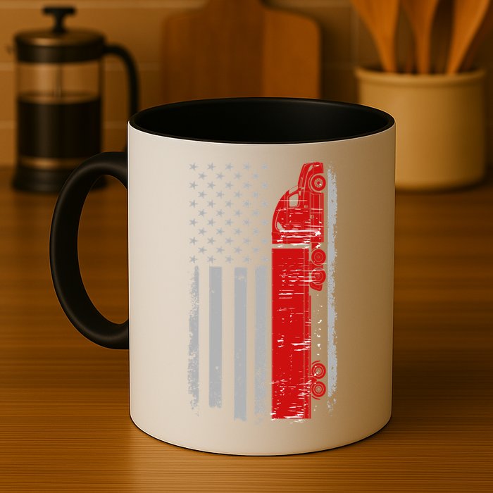 US Truck Driver USA Flag Mug