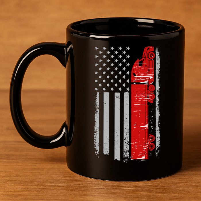 US Truck Driver USA Flag 11oz C Handle Ceramic Mug