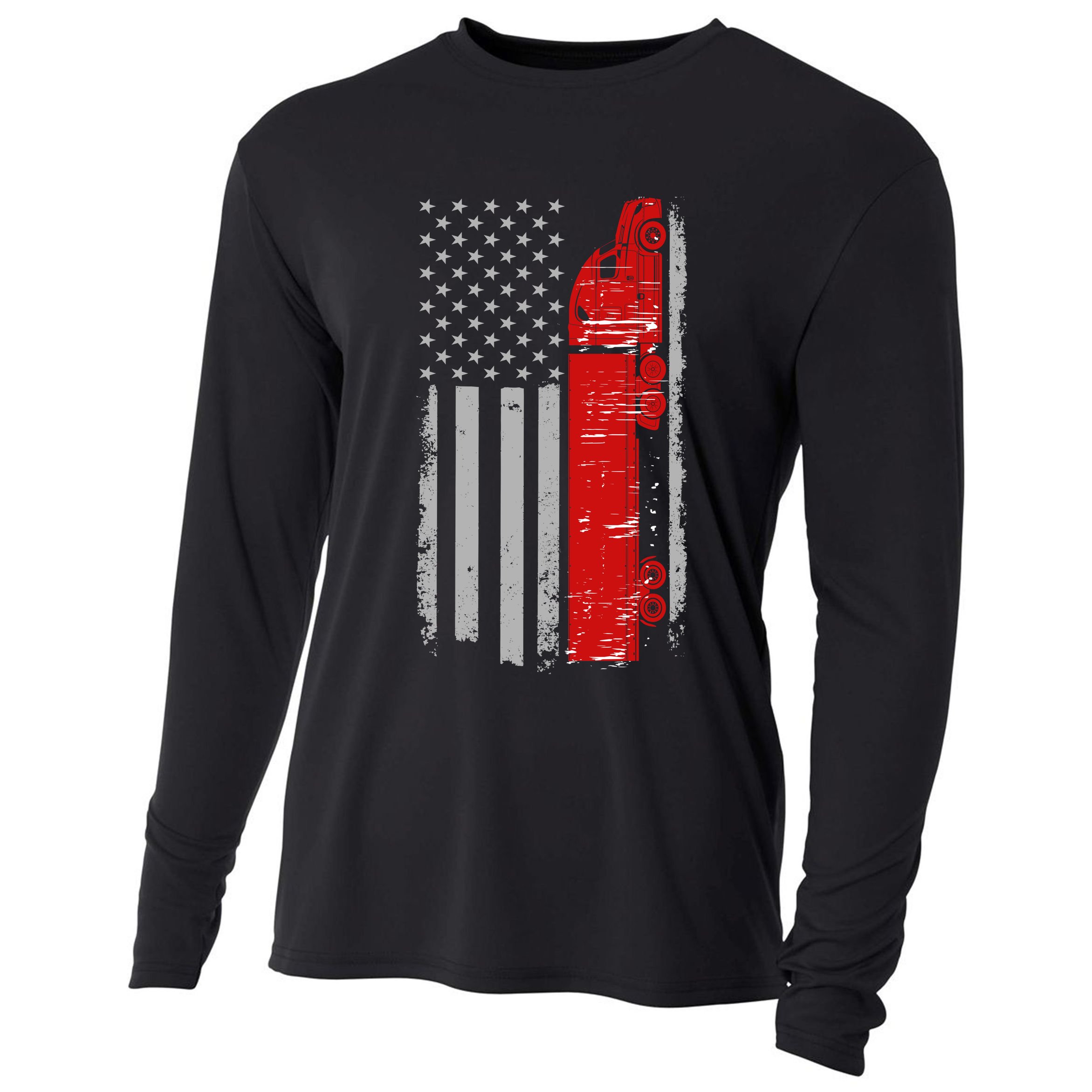 US Truck Driver USA Flag Cooling Performance Long Sleeve Crew