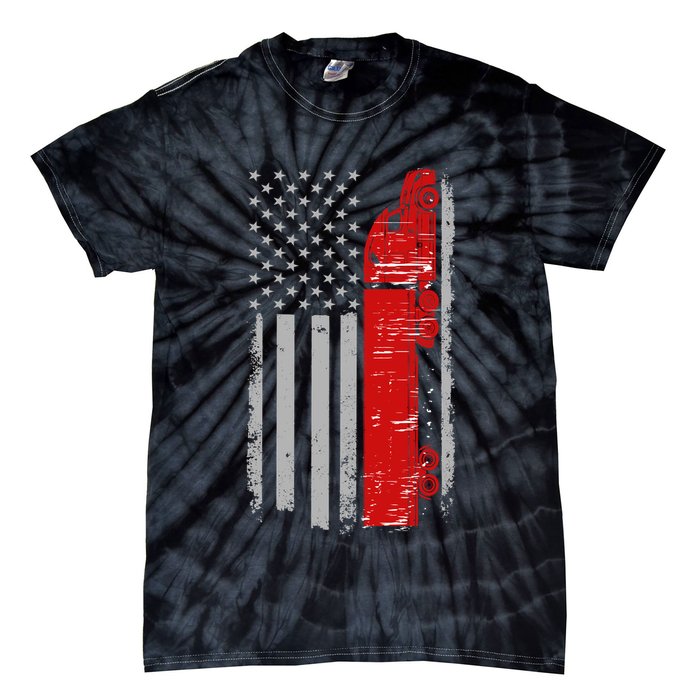 US Truck Driver USA Flag Tie-Dye T-Shirt