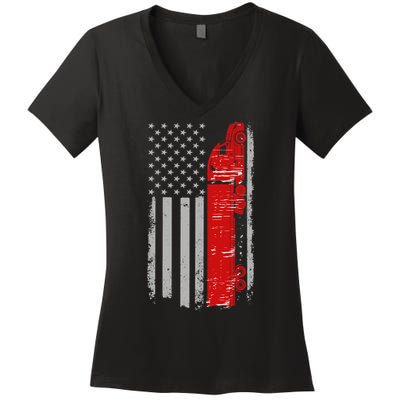 US Truck Driver USA Flag Women's V-Neck T-Shirt