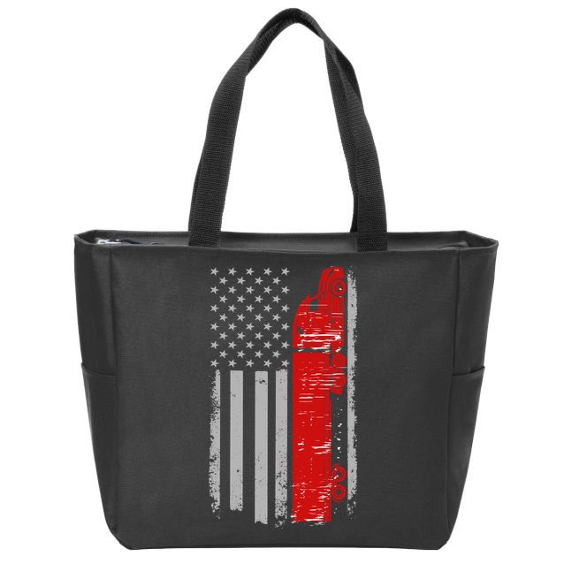 US Truck Driver USA Flag Zip Tote Bag