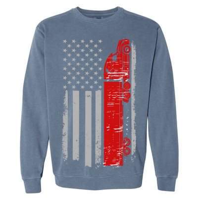 US Truck Driver USA Flag Garment-Dyed Sweatshirt