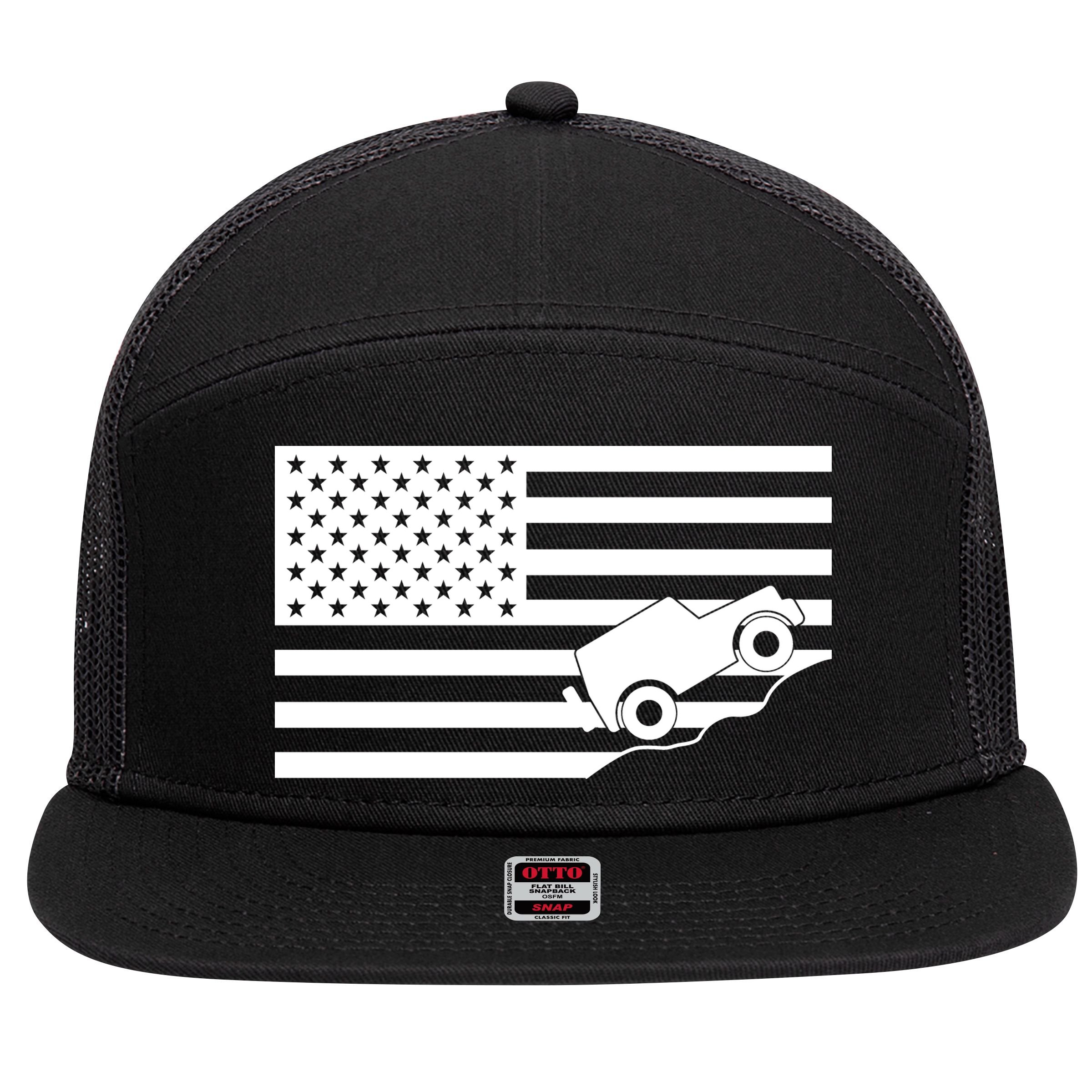 US Truck Simple Off-Roading Flag 7 Panel Mesh Trucker Snapback Hat
