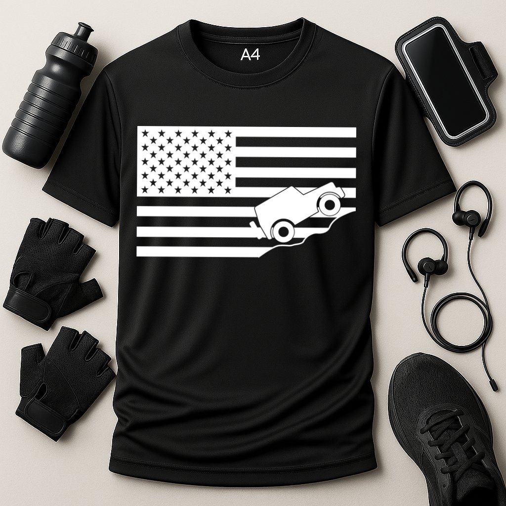 US Truck Simple Off-Roading Flag Cooling Performance Crew T-Shirt